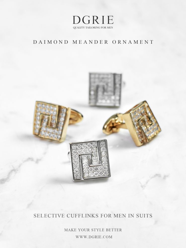 คัฟลิงก์ Cufflinks American Diamonds Meander Ornament
