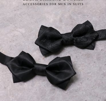 Diamond Point Silk Satin Bow Tie Black | DGRIE