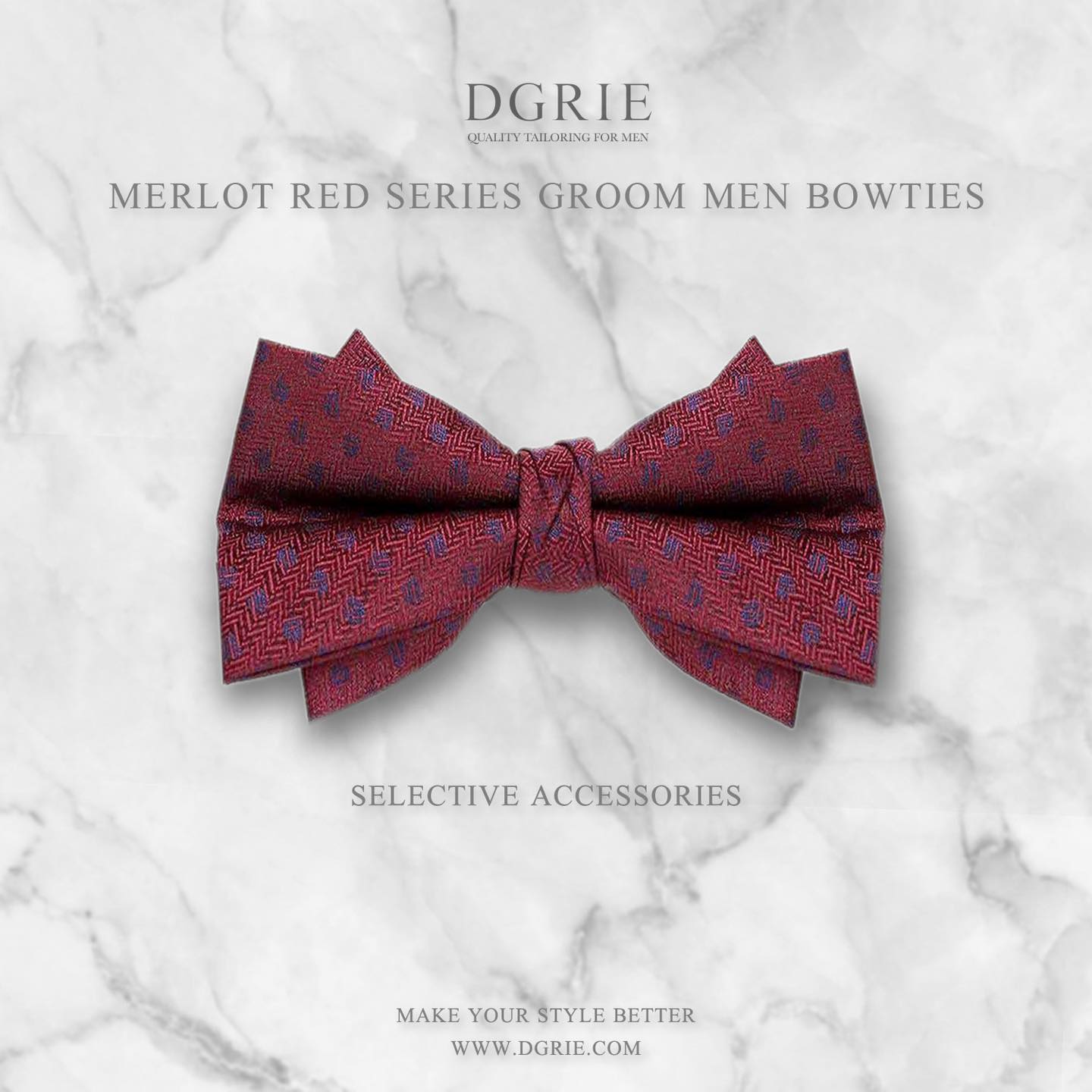 Imported Merlot Red Silk Bowtie - DGRIE