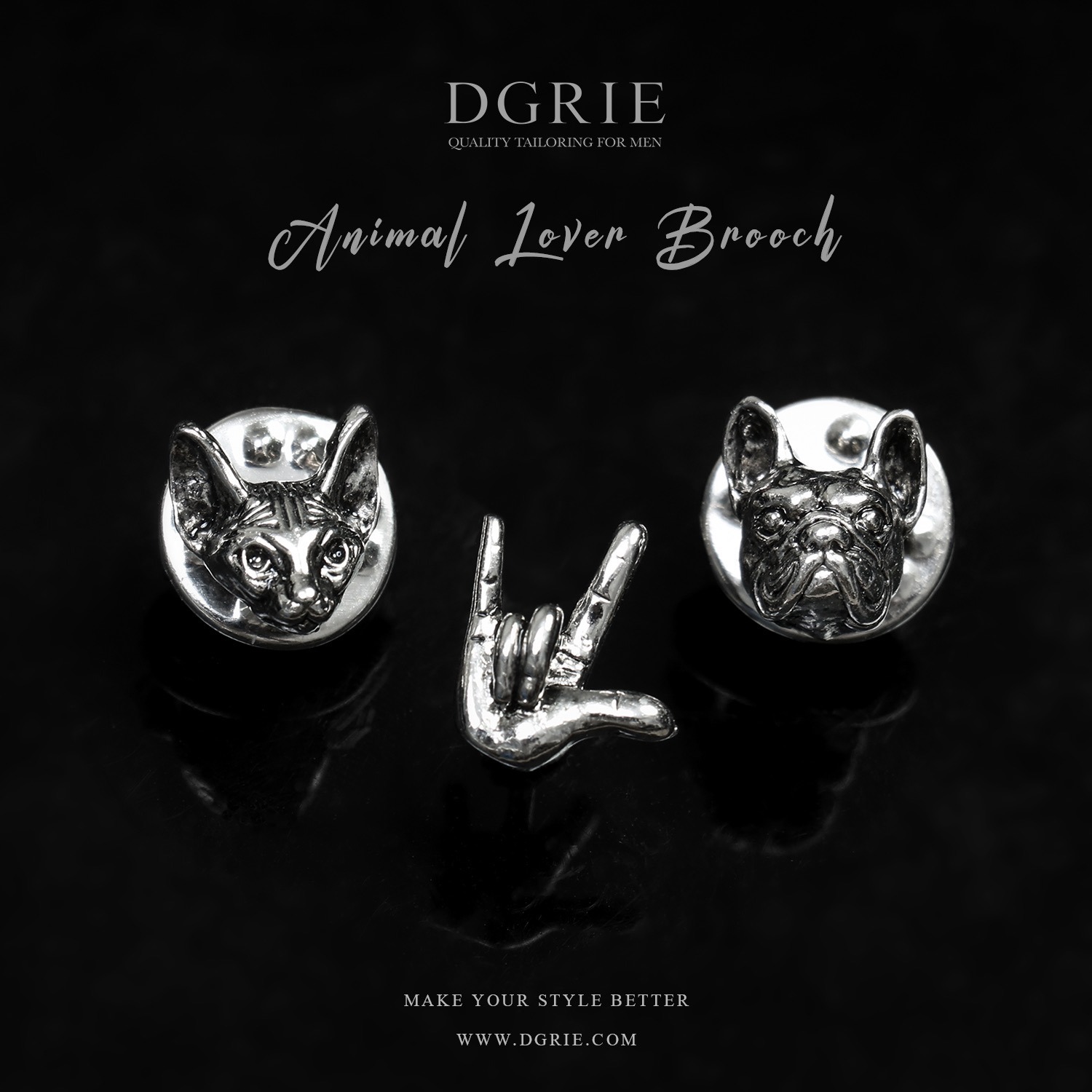 เข็มกลัดติดปกสูท Mix Sterling Silver Brooch - DGRIE