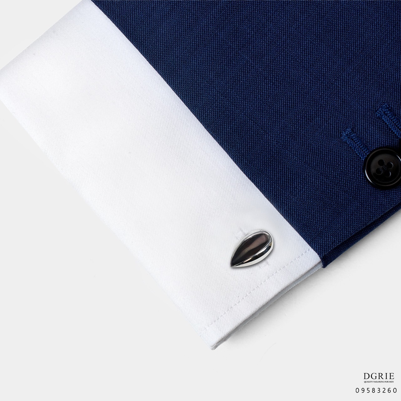 Black/Silver Pear shape Cufflinks