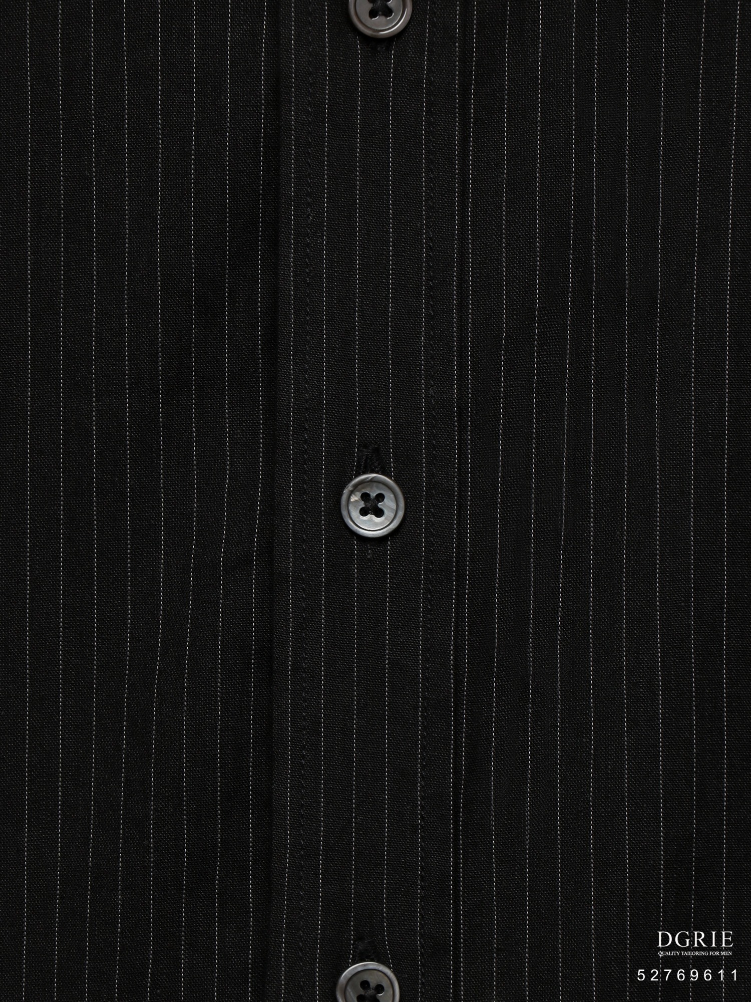 เชิ้ตลินินสีดำคอจีน White Stripe Linen Mandalin Collar Shirt