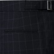 กางเกงวินเทจทรงเข้ารูป Window Check Navy Blue Buckel Pants