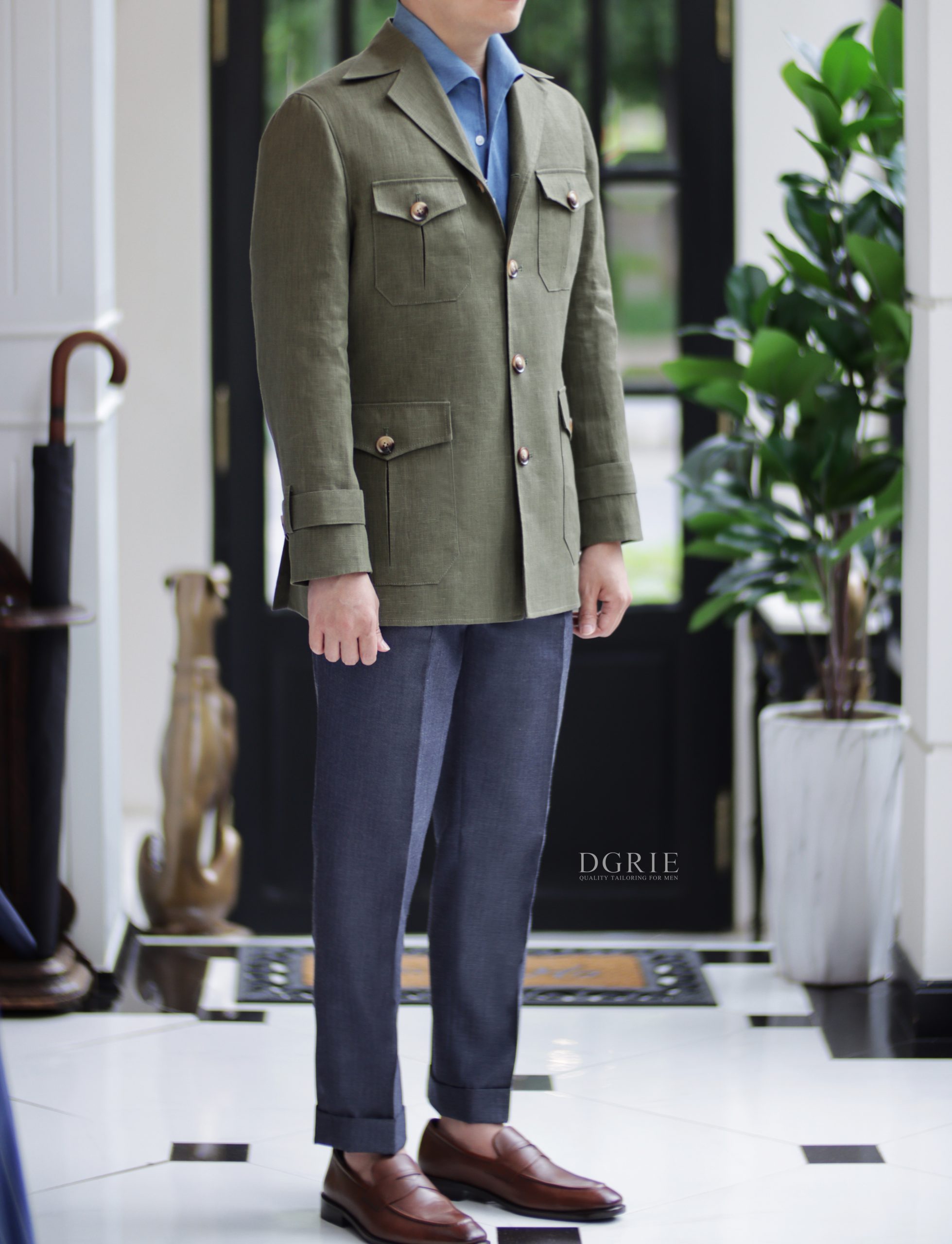 DGRIE Light Olive Green Safari Jacket