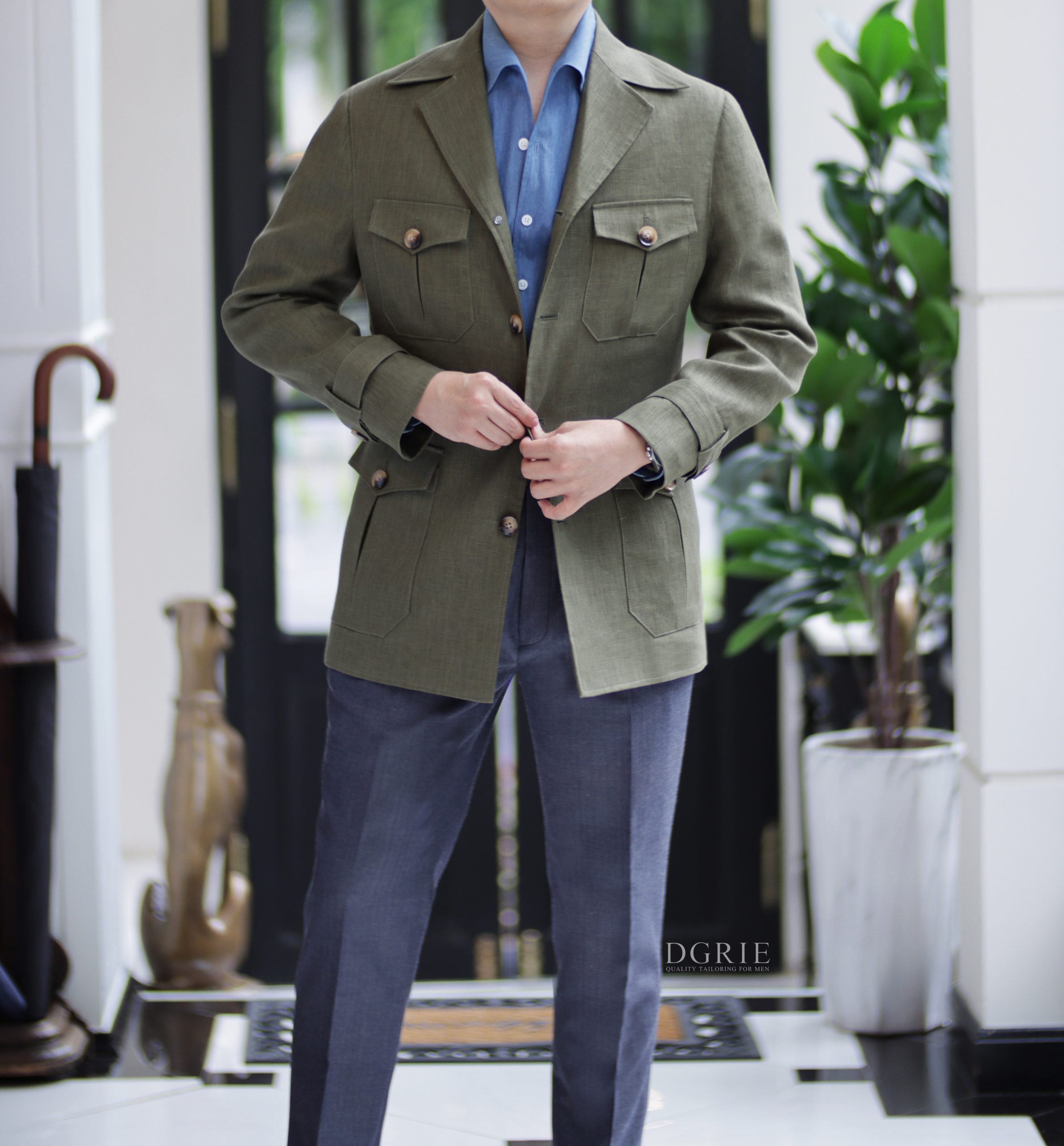 DGRIE Light Olive Green Safari Jacket
