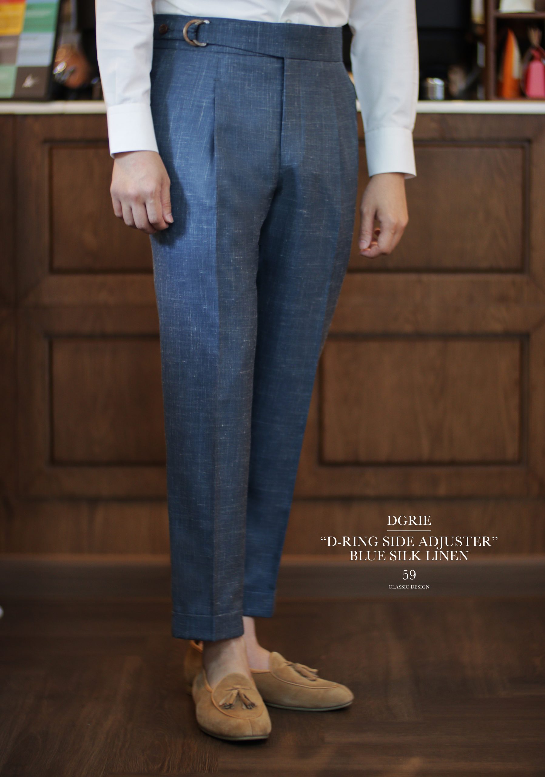 DGRIE PANTS 59 - ตัดกางเกงวินเทจ Wool Silk Linen D-ring Adjuster Pants