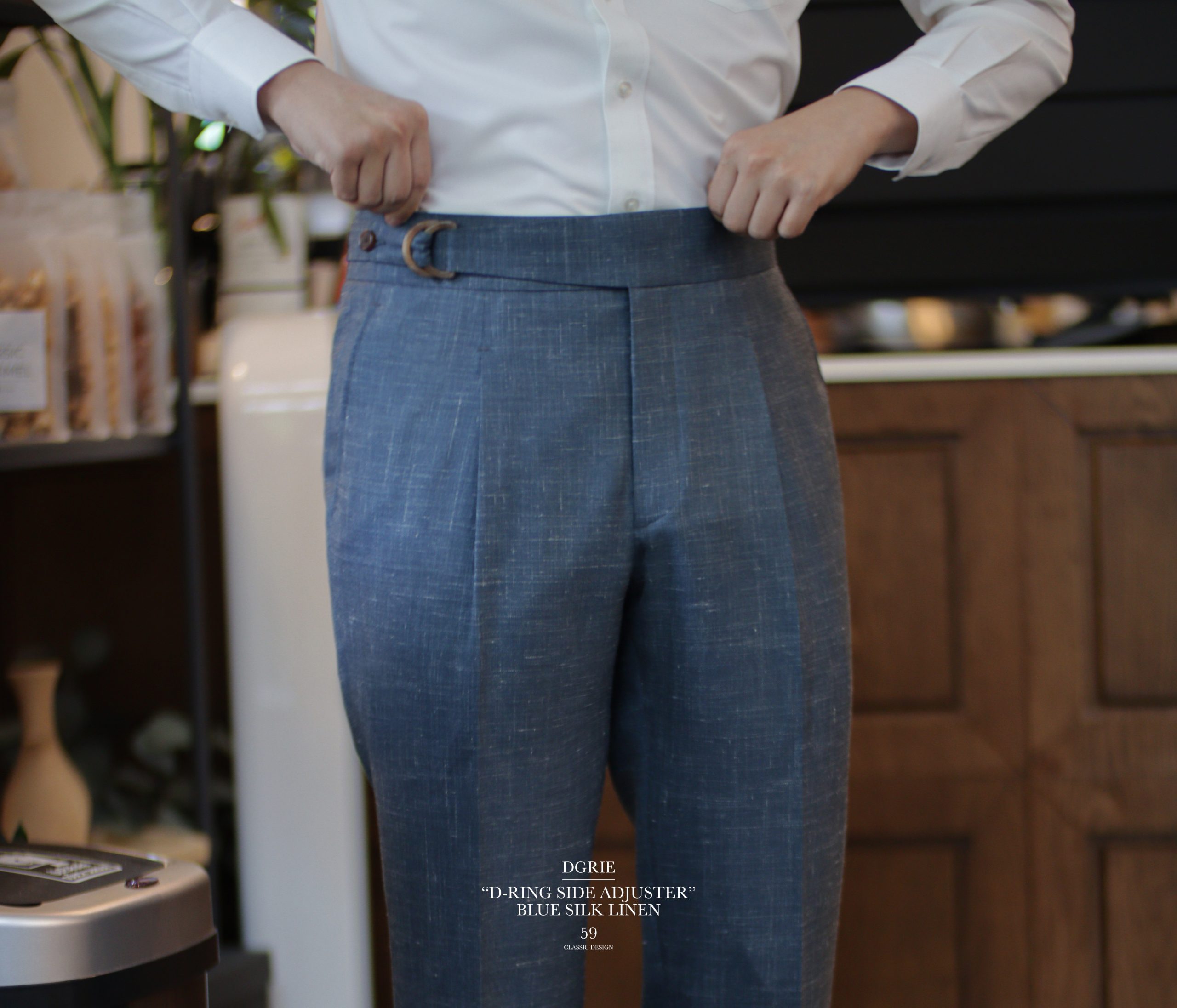 DGRIE PANTS 59 - ตัดกางเกงวินเทจ Wool Silk Linen D-ring Adjuster Pants