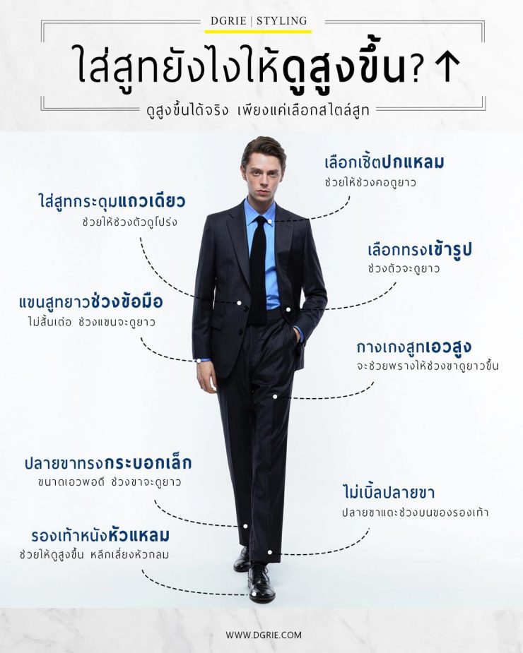 ใส่สูทยังไงให้ดูสูงขึ้น? How to wear a suit to look taller?