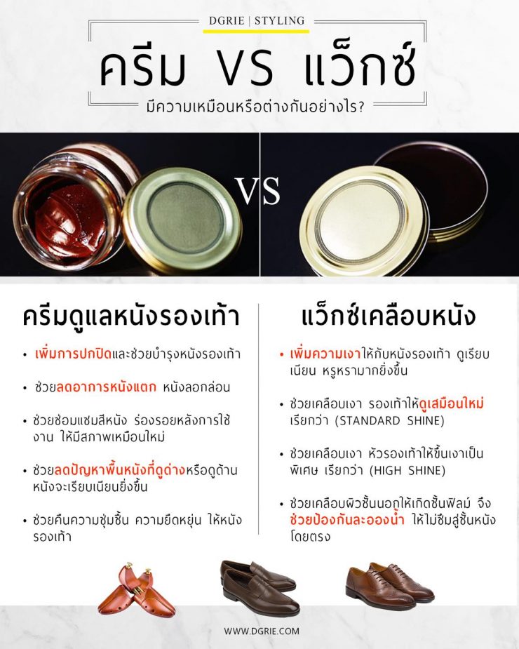 ครีม VS แว็กซ์ / Cream and Wax - Shoes