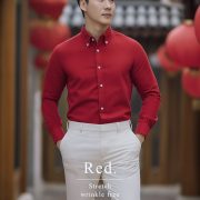 Crimson Red R/P Button down Collar Stretch Shirt