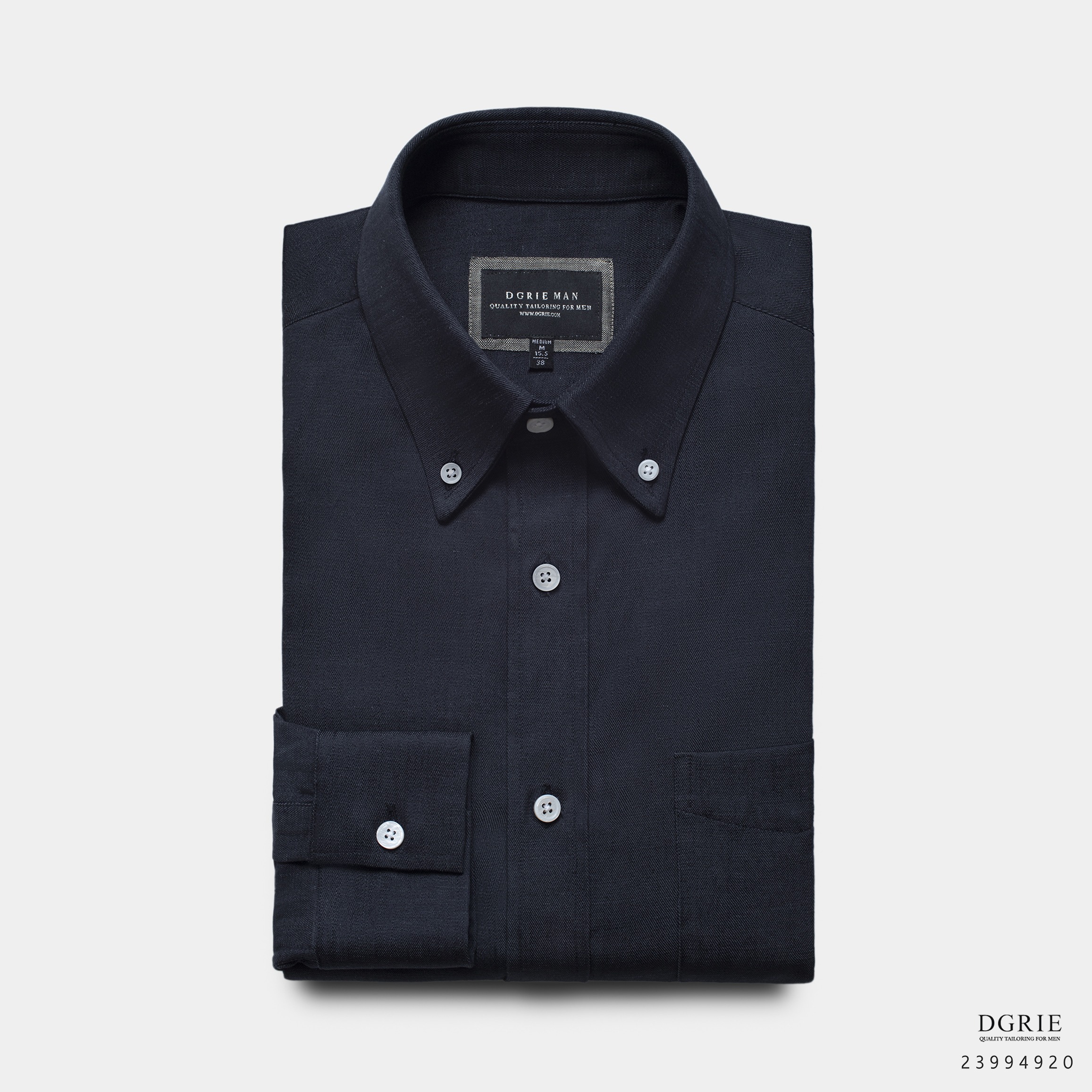 IMG_7825 เสื้อเชิ้ต DGRIE Navy Blue Cotton denim Button Down Collar Shirt