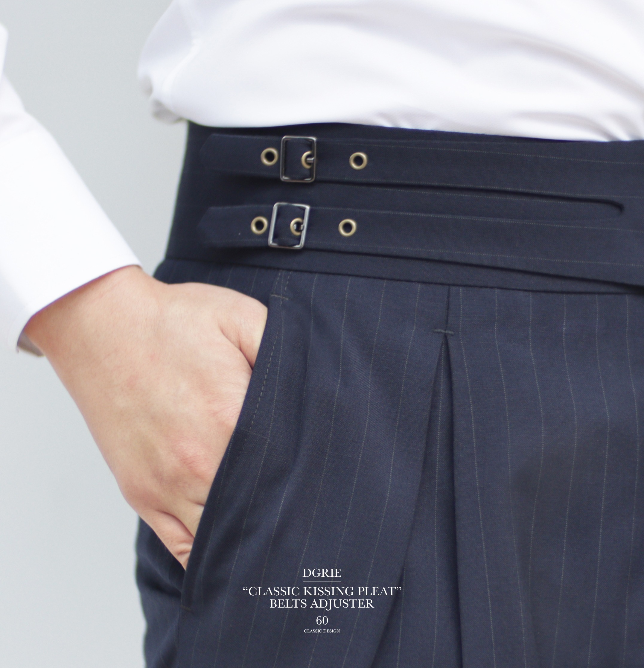 ตัดกางเกง DGRIE PANTS 60 : KISSING PLEAT BELTS ADJUSTER