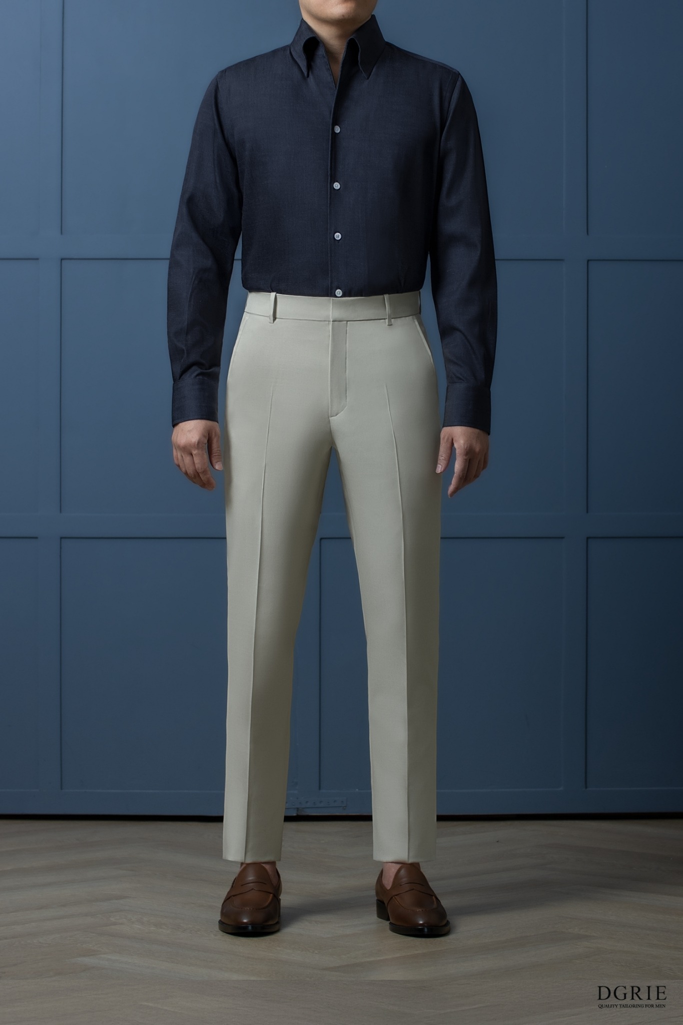 DGRIE PLAY - Slim-fit Wool-Blend Pants, Cream (กางเกงผ้าวูล / สีครีม)
