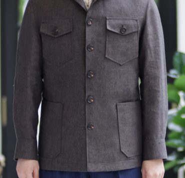 เสื้อซาฟารีลินิน Classic Red Brown Linen Safari