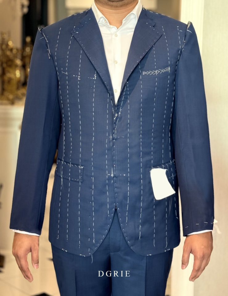 DGRIE FITTING : NAVY SUIT HAND LAPEL CANVAS