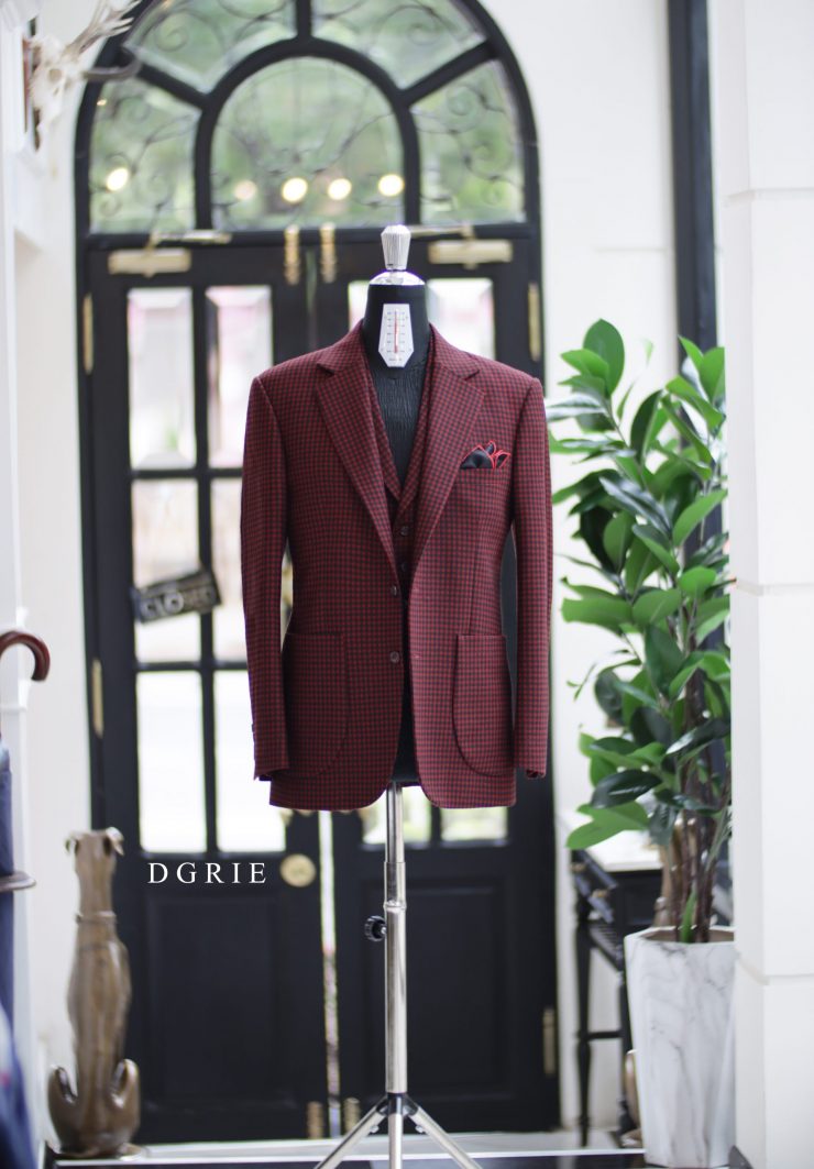 ร้านตัดสูท DGRIE HOUNDSTOOTH Red & Black 3 Piece Suits