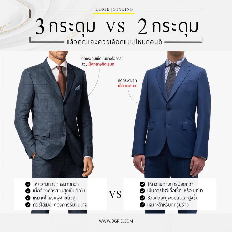 3 กระดุม vs 2 กระดุม 3 buttons vs 2 buttons Suits