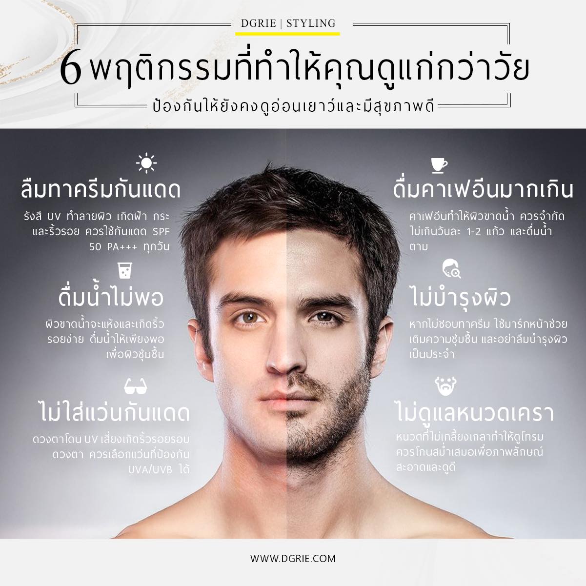 6 พฤติกรรมที่ทำให้คุณดูแก่กว่าวัย 6 Behaviors That Make You Look Older