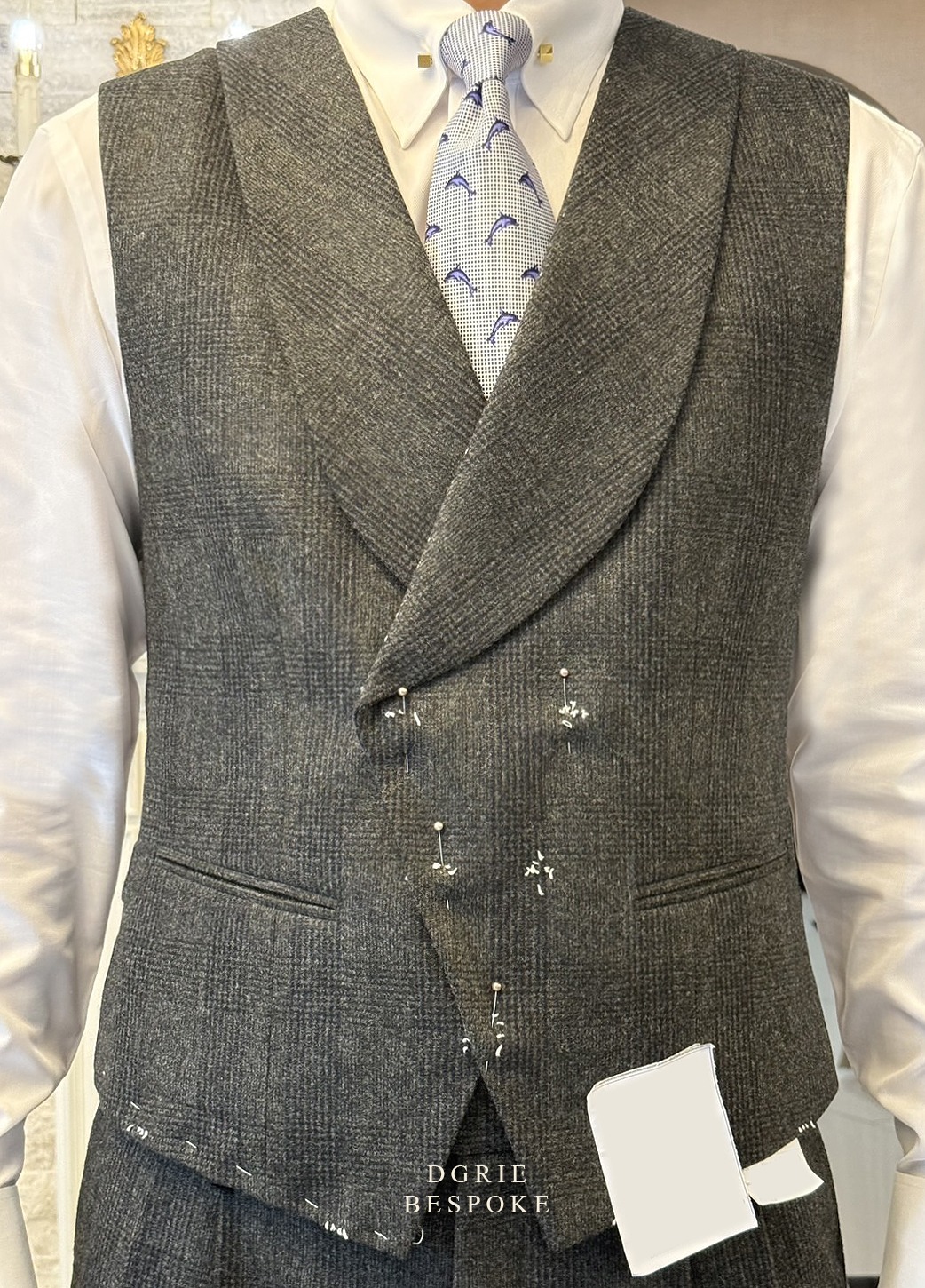 ตัดสูท ลายตาราง DGRIE Fitting Grey Check Flannel 3 piece Suits