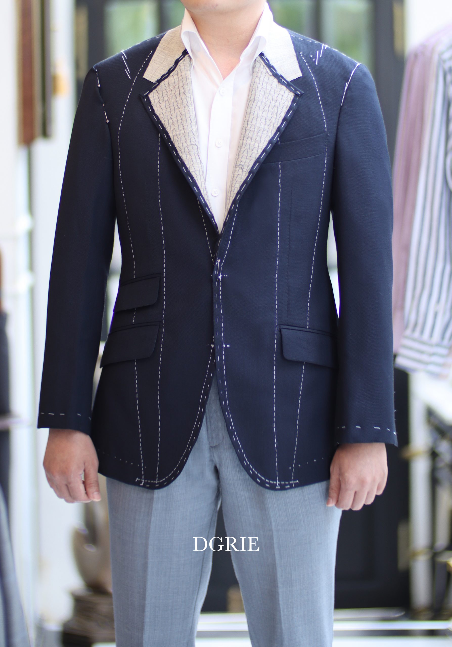 ตัดสูทหางม้าสีกรม DGRIE NAVY FULL CANVAS - Classic Notch