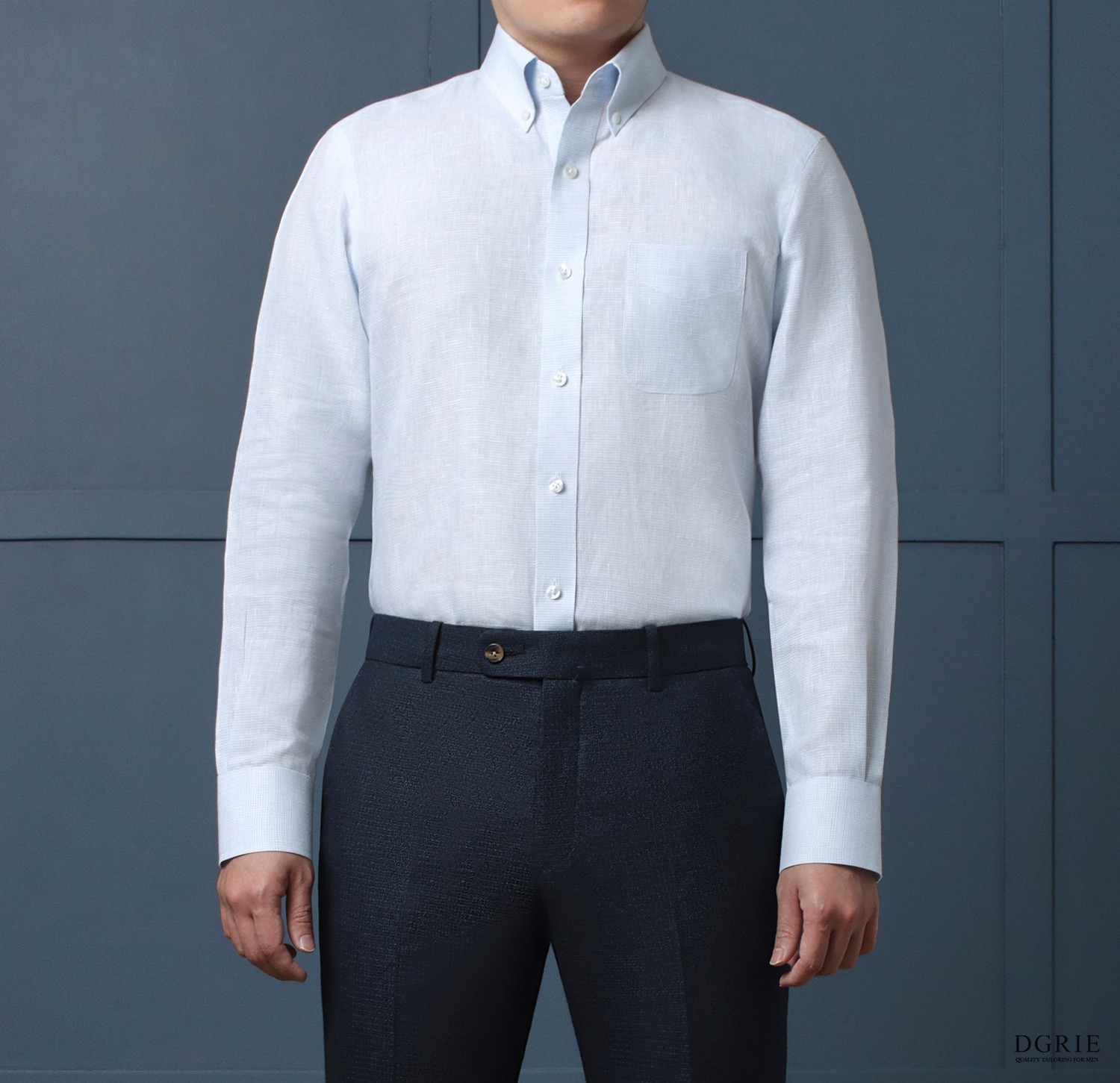 เสื้อเชิ้ตลินิน Button down Linen Light cyan Blue Shirts