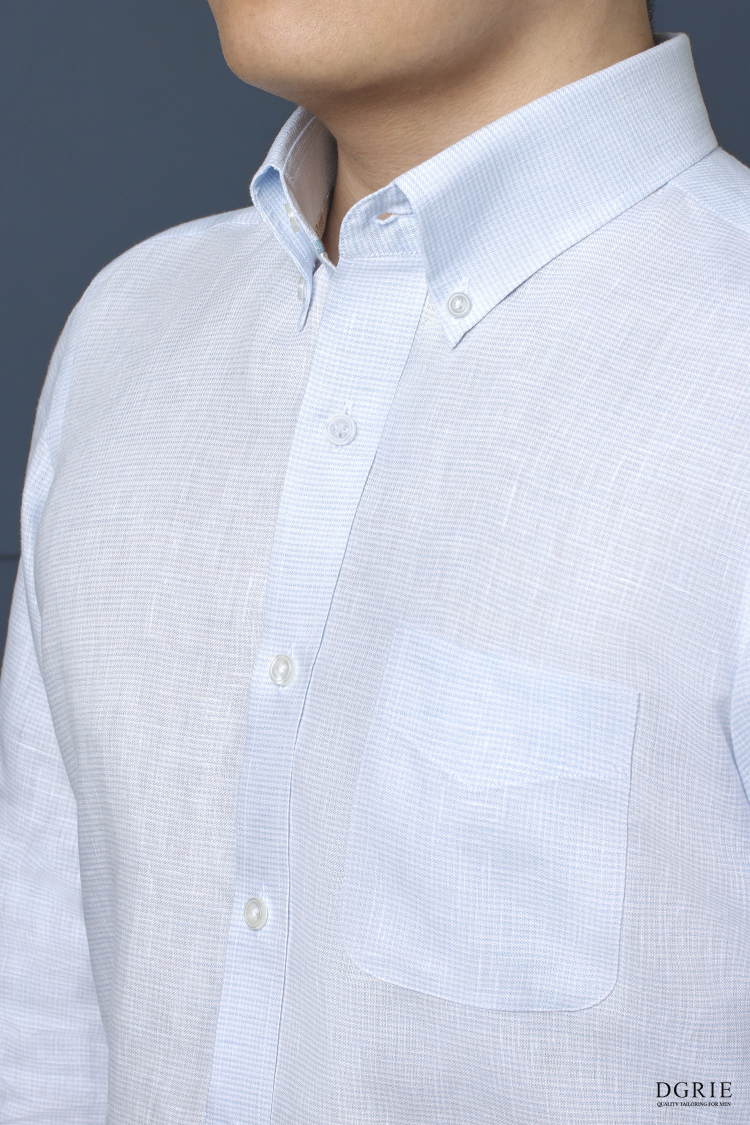 เสื้อเชิ้ตลินิน Button down Linen Light cyan Blue Shirts