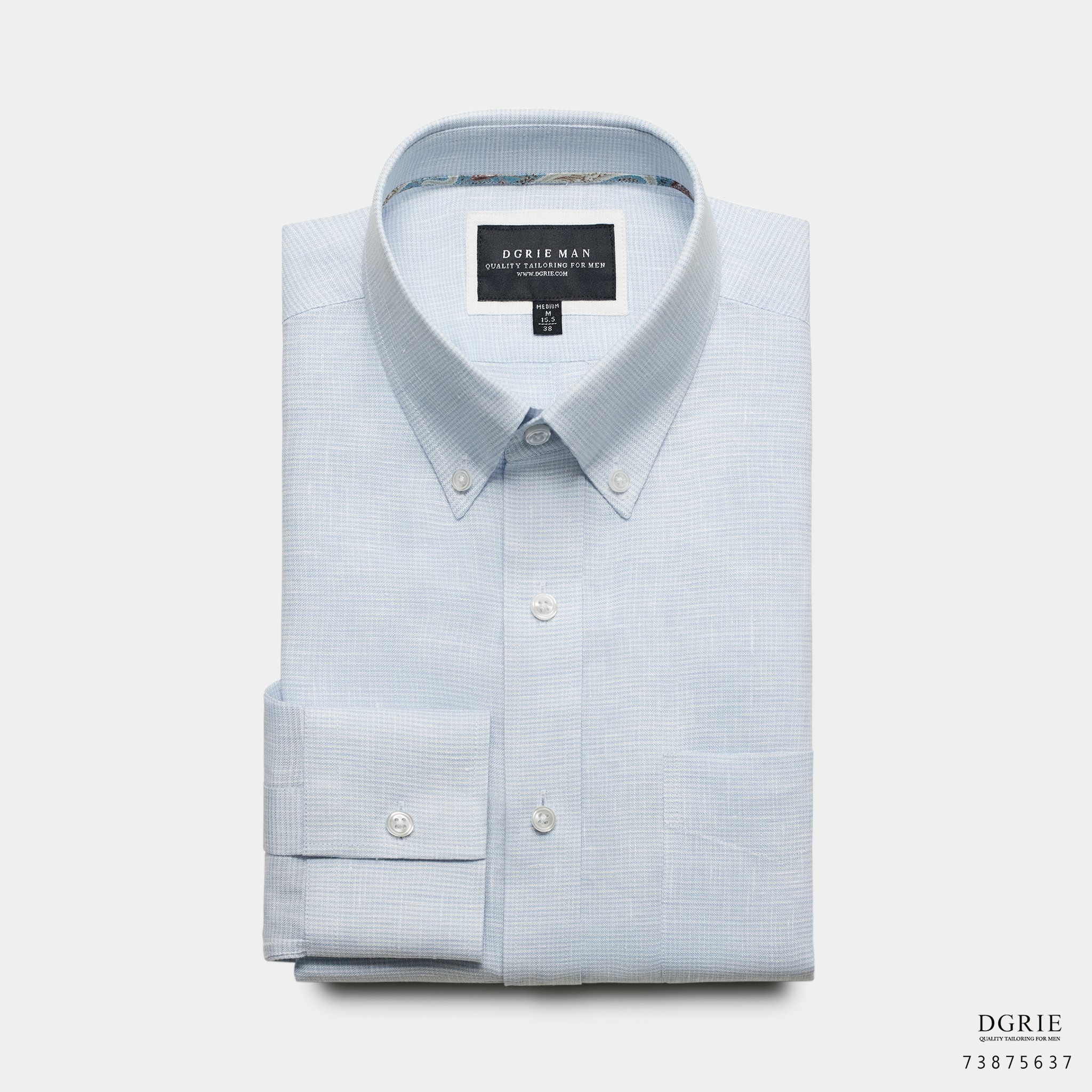 เสื้อเชิ้ตลินิน Button down Linen Light cyan Blue Shirts