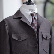 เสื้อซาฟารี Custom Red Brown Linen Safari