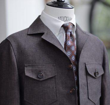 เสื้อซาฟารี Custom Red Brown Linen Safari