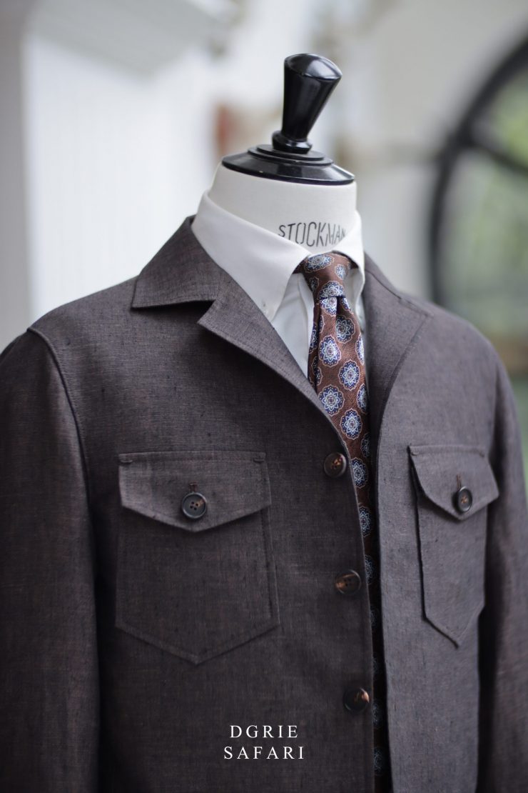 เสื้อซาฟารี Custom Red Brown Linen Safari