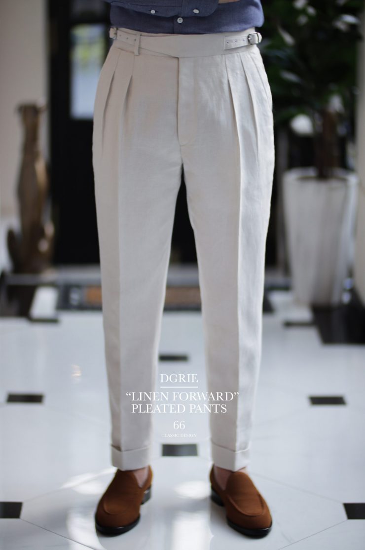 ตัดกางเกง DGRIE PANTS 66: GURKHA IRISH LINEN FORWARD PLEATED PANTS
