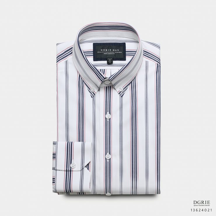 เสื้อเชิ้ตลายทาง Three tone Vertical Stripes Shirt