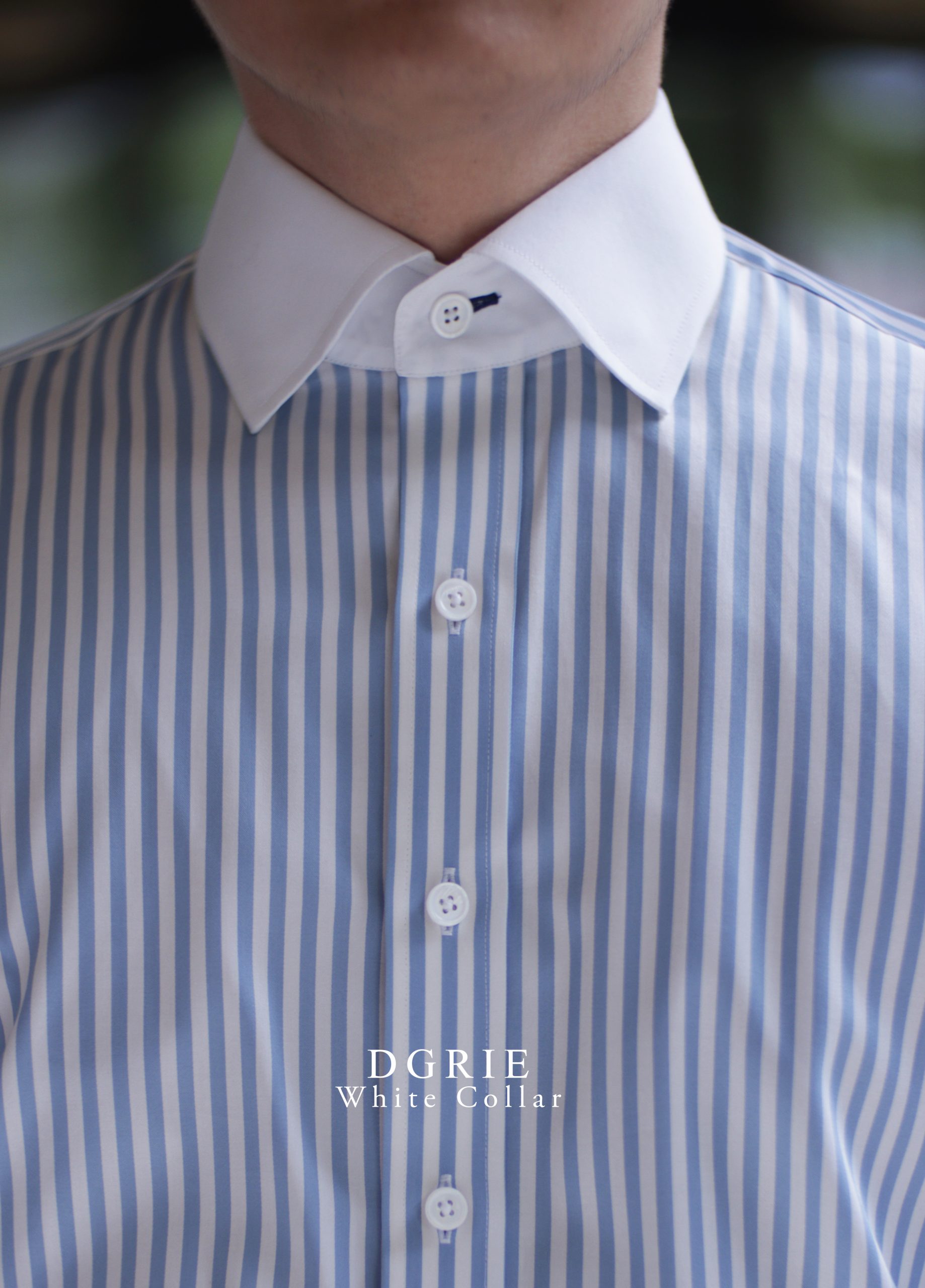 ตัดเชิ้ต White Collar Blue Stripe Shirts