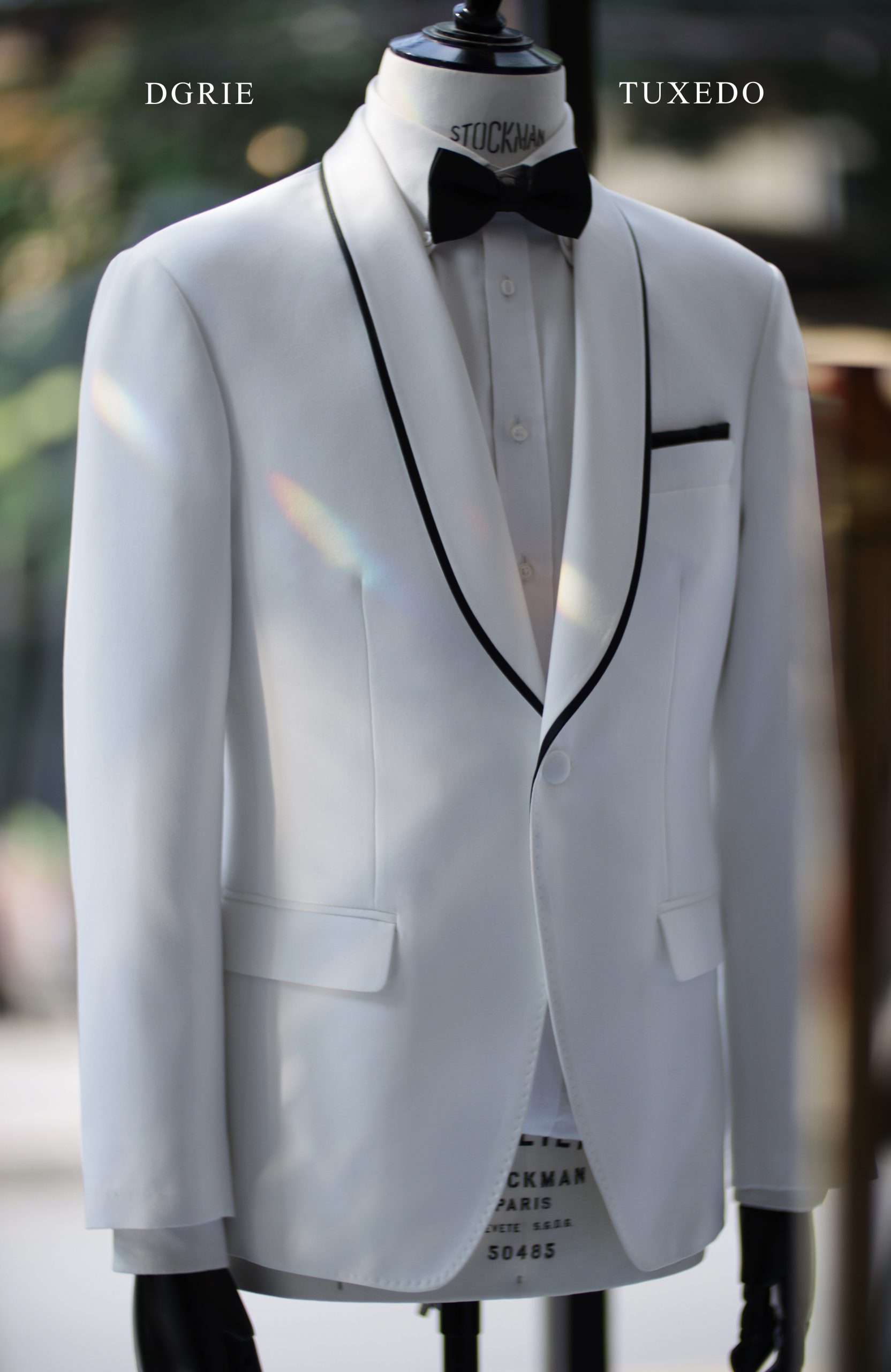 IMG_8602 copy ตัดสูทแต่งงาน White Shawl Lapel Tuxedo Black Satin Trim