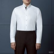 เสื้อเชิ้ต White W/C Button down Collar Ribbon Cotton Shirt