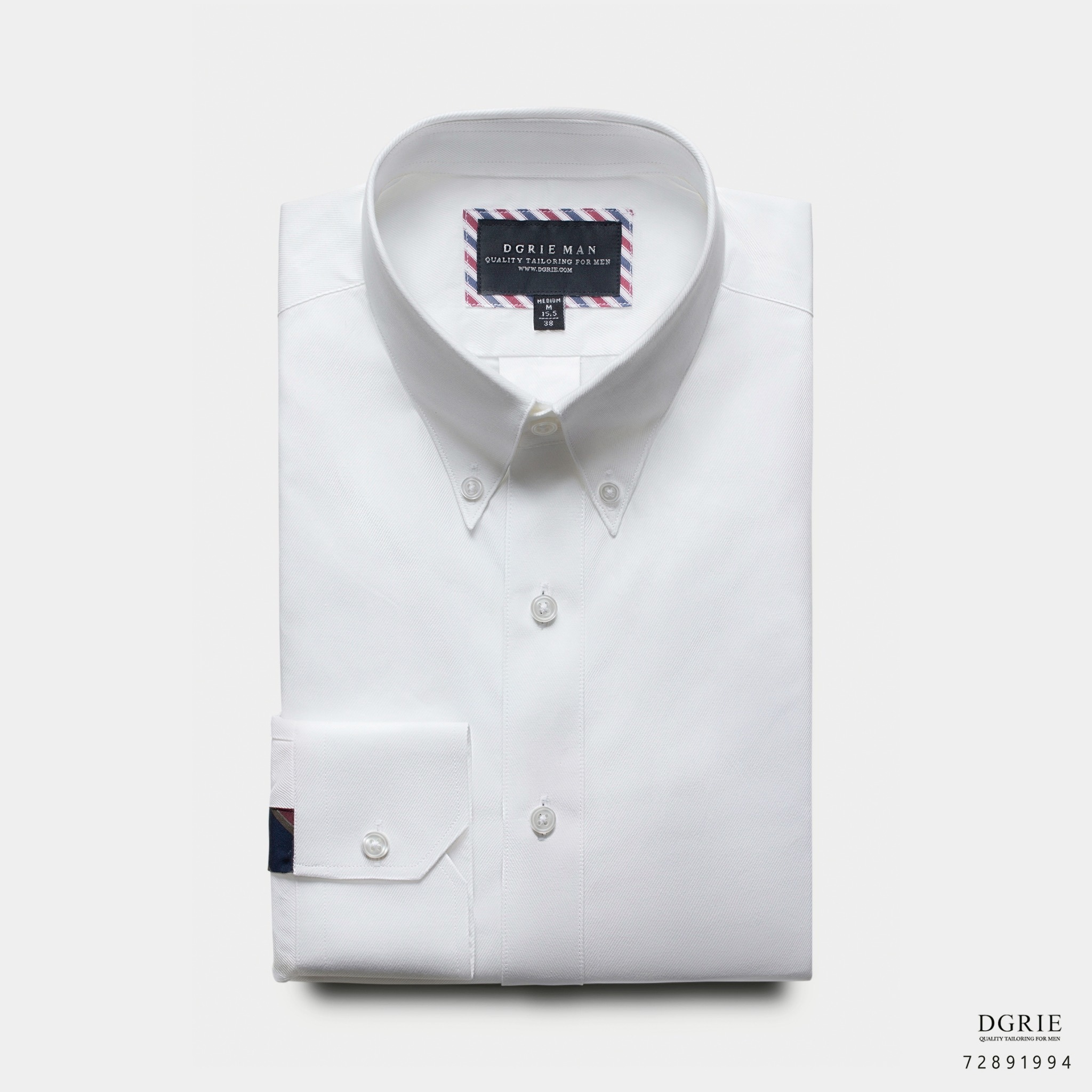 เสื้อเชิ้ต White W/C Button down Collar Ribbon Cotton Shirt