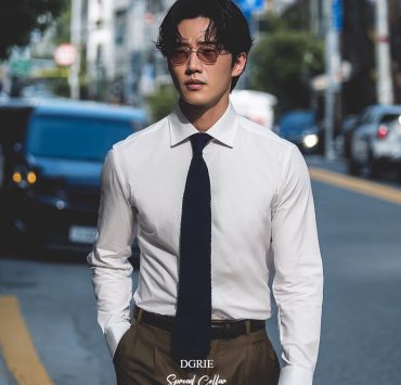 เสื้อเชิ้ต DGRIE Cotton Spread Collar 8cm White Shirt