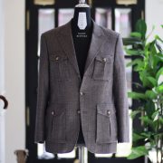 DGRIE Custom Flannel Safari x White Cotton Loose Fit Pleated Pants