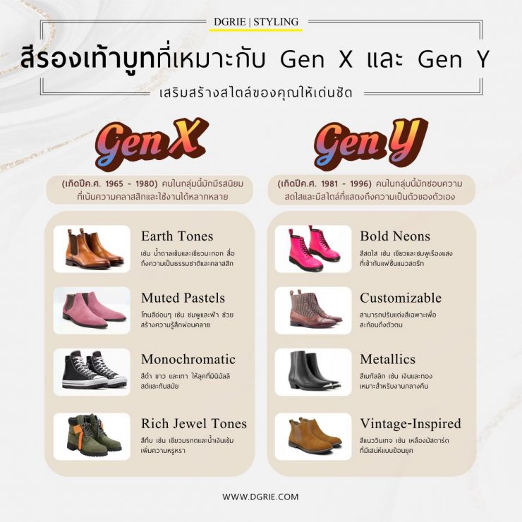 DGRIE: สีรองเท้าบูทที่เหมาะกับ Gen X และ Gen Y