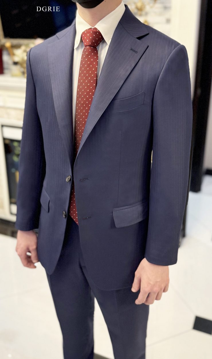 DGRIE Navy Blue Herringbone Suits