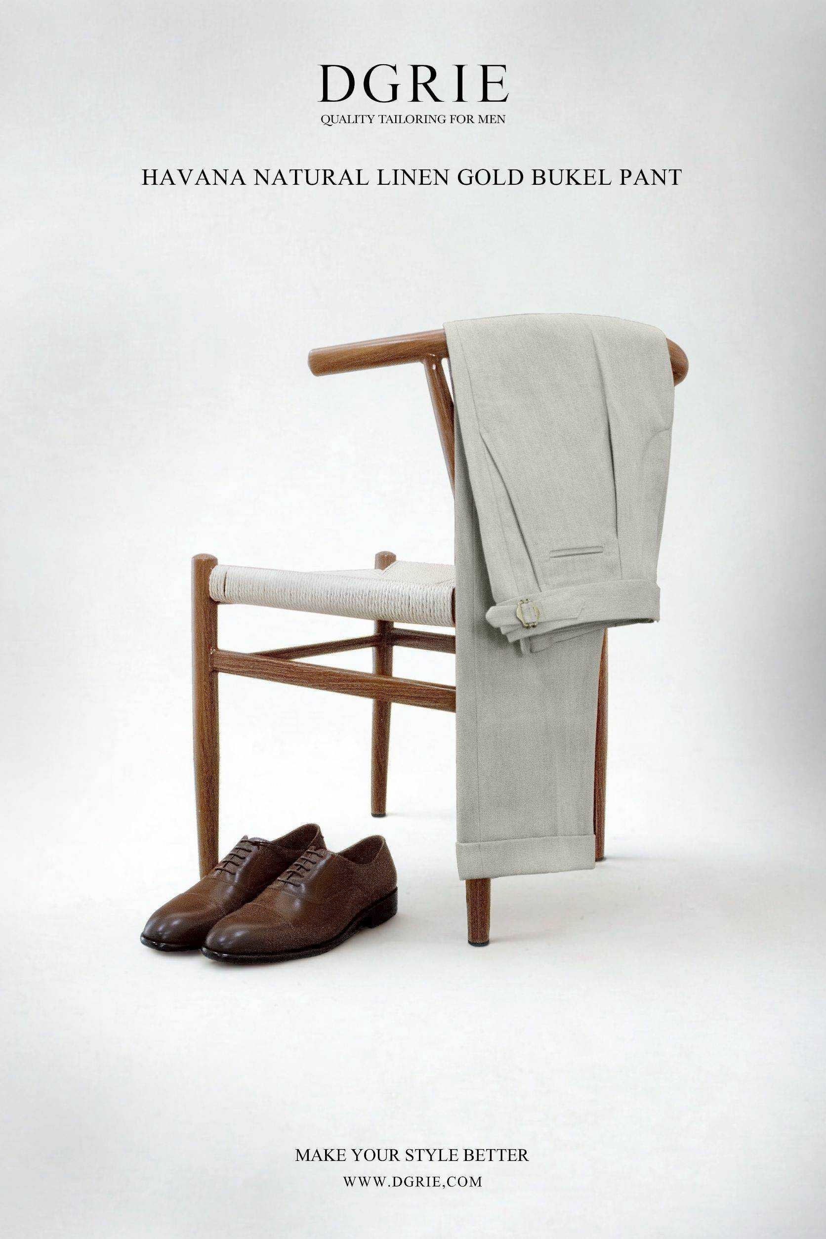 Havana Natural Linen R/B Gold Buckel Pants