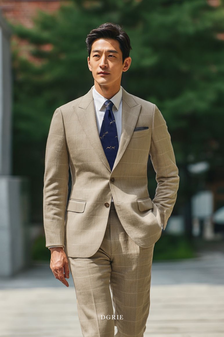 เสื้อสูท Beige Cotton Wool Suit Herringbone Window Suits