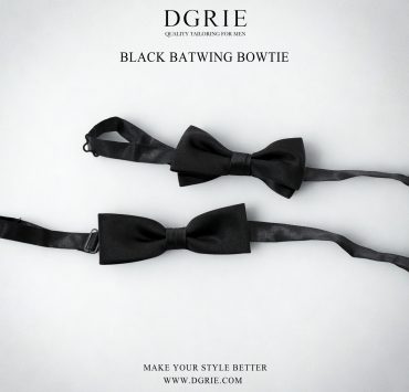 โบว์ไทสีดำ Black Batwing Satin Bow Tie