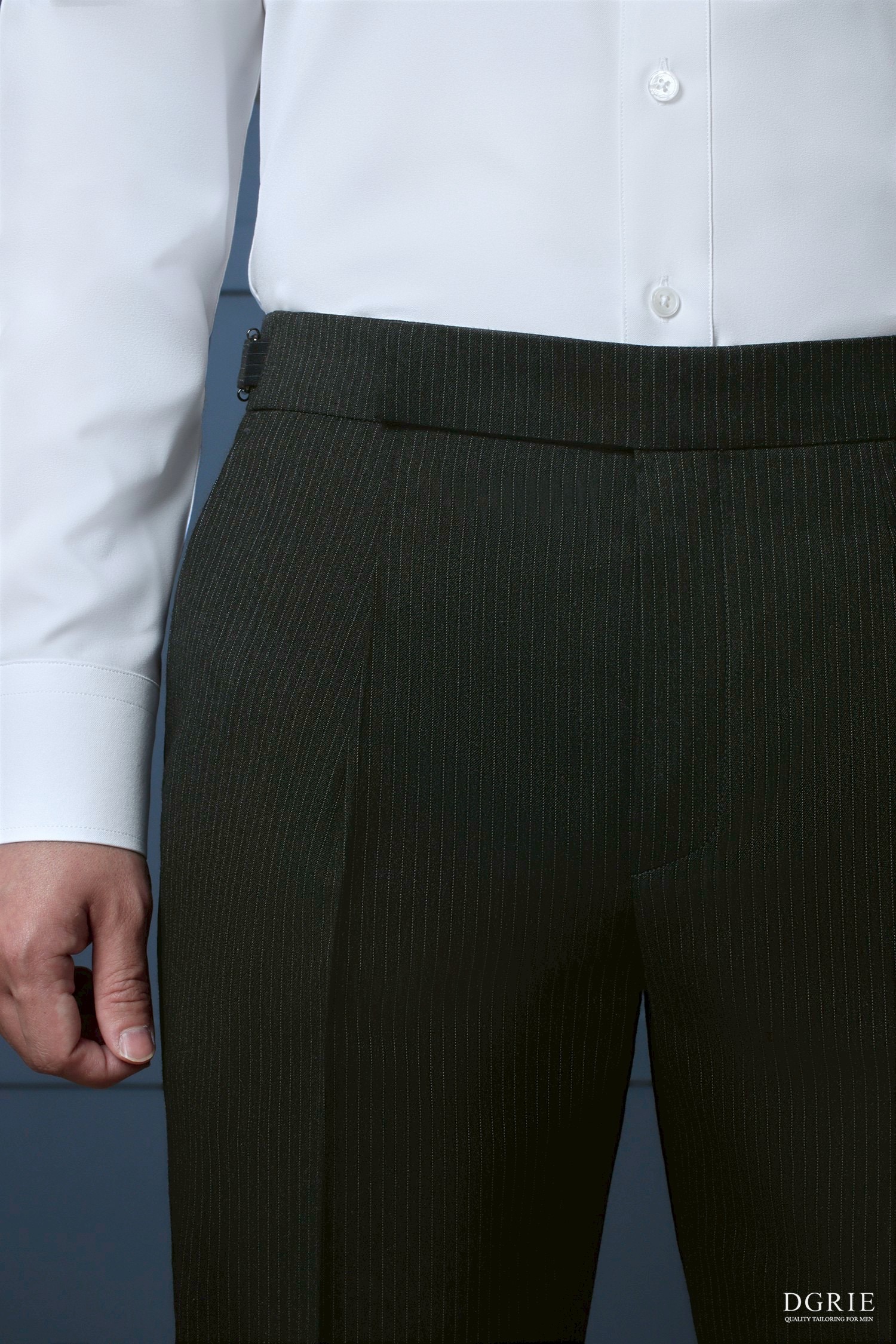 IMG_1973 กางเกง Dark Grey Stripes 0.5cm Adjustable Pants