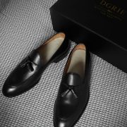 รองเท้าหนังสีดำ DGRIE Super Black Tassel Loafer Shoe