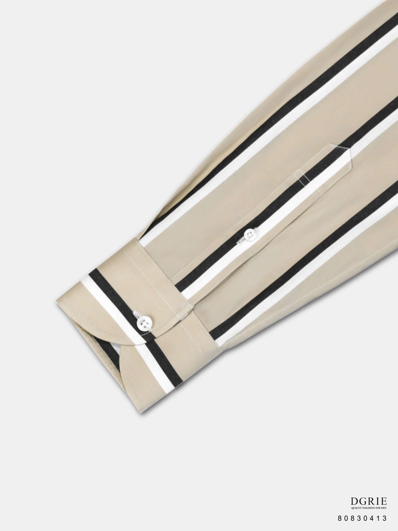 เสื้อเชิ้ตลายทางสีครีม Double Stripe 2 Tone Light Beige Shirts