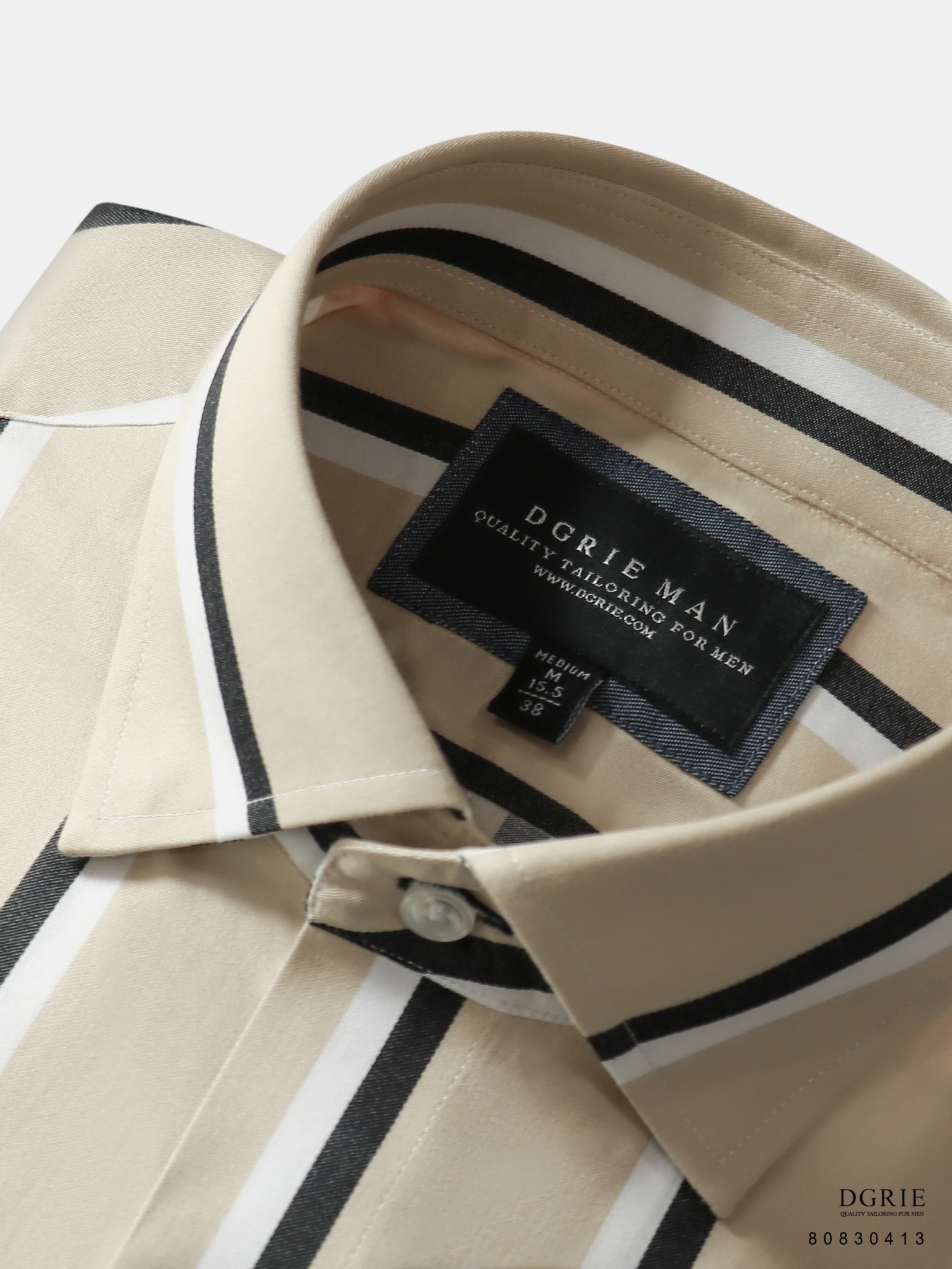 เสื้อเชิ้ตลายทางสีครีม Double Stripe 2 Tone Light Beige Shirts