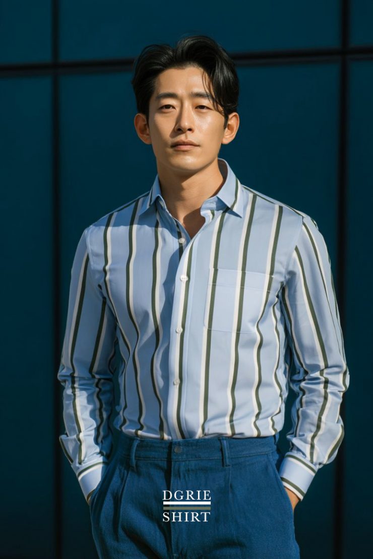 เสื้อเชิ้ต Double Stripe 2 Tone Light Blue Shirts
