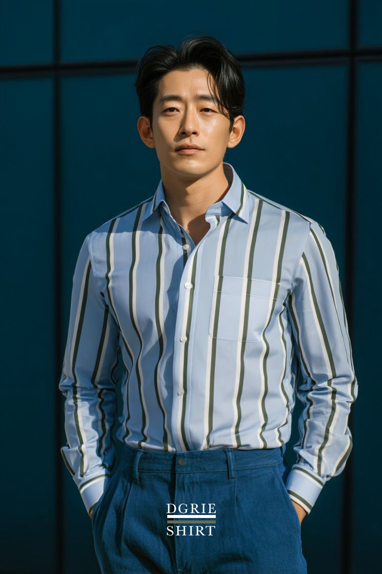 เสื้อเชิ้ต Double Stripe 2 Tone Light Blue Shirts