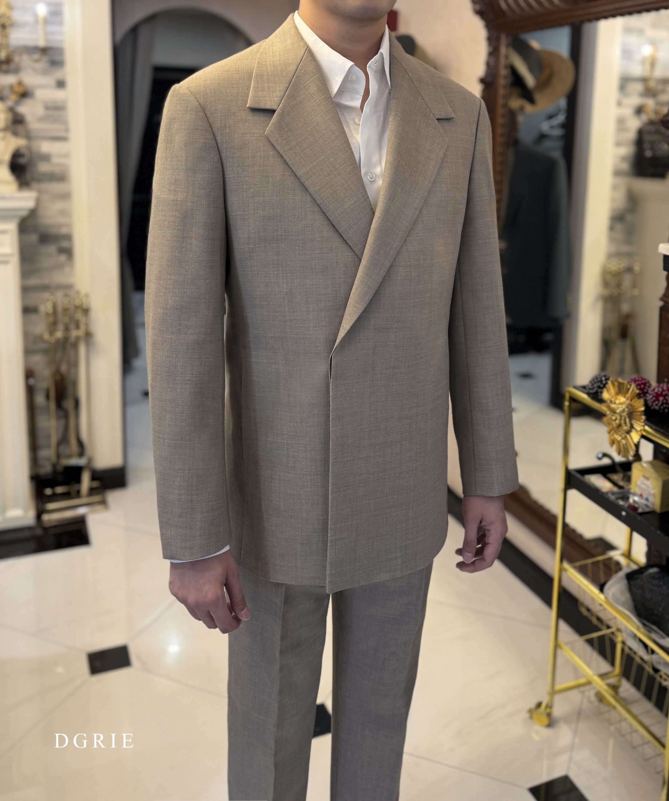 ร้านตัดสูท Oversize Jacket Buttonless Flannel Wool